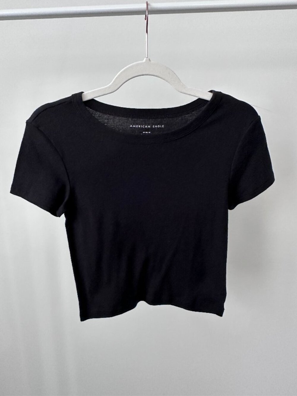 American Eagle AE Cropped Hey Baby Tee Black Size Medium
